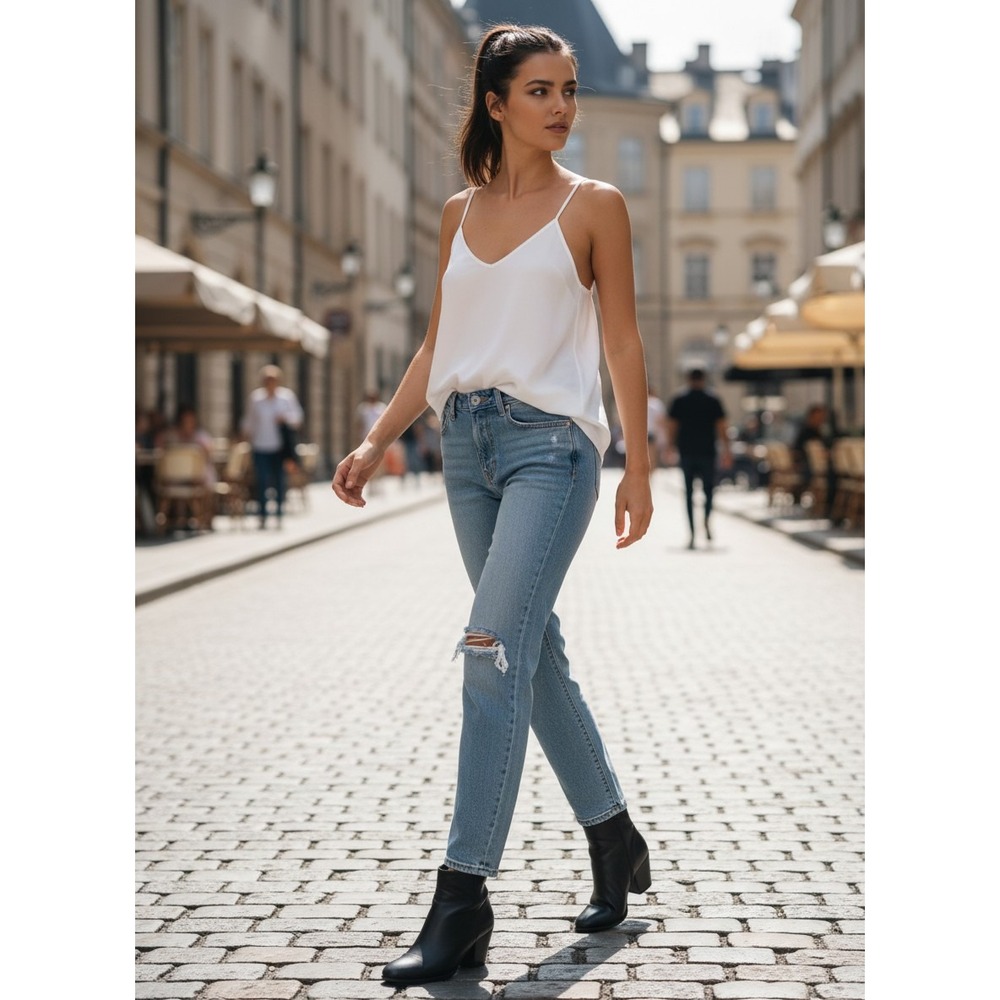 Reformation High Skinny Miami Destroyed Lyocell Organic Cotton 25x31 Jeans Dist